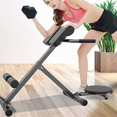 lyrlody Banco de silla romana ajustable, equipo de entrenamiento de fuerza abdominal, banco de hiperextensión plegable, inclinación plana, para gimnasio en casa, aprox. 118 x 89 x 43 cm