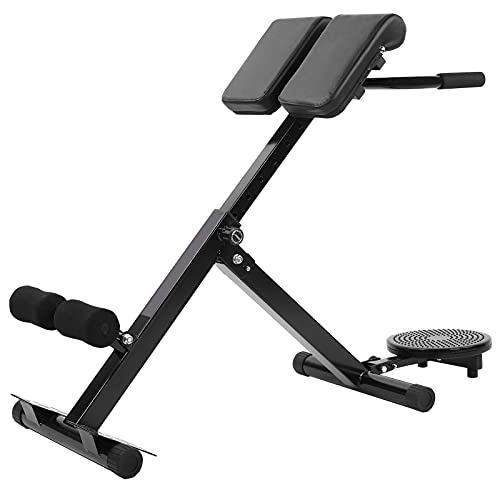 lyrlody Banco de silla romana ajustable, equipo de entrenamiento de fuerza abdominal, banco de hiperextensión plegable, inclinación plana, para gimnasio en casa, aprox. 118 x 89 x 43 cm