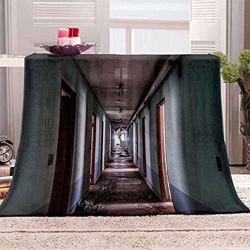 LZRNWP Manta Grande Súper Suave Paseo de la casa ruinosa Manta Polar Microfibra Cálida Acogedora Manta Mullida Transpirable Manta de Colcha Adecuada para Adolescentes Adultos 180x220cm