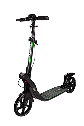 Mad Wheels Big Wheel Kick Scooter Urban Master, Patinete Urbano de Grandes Ruedas de 200 mm, Plegable en 1 Segundo con Freno de Manillar y Doble Suspension para Niños y Adulto (Negro)