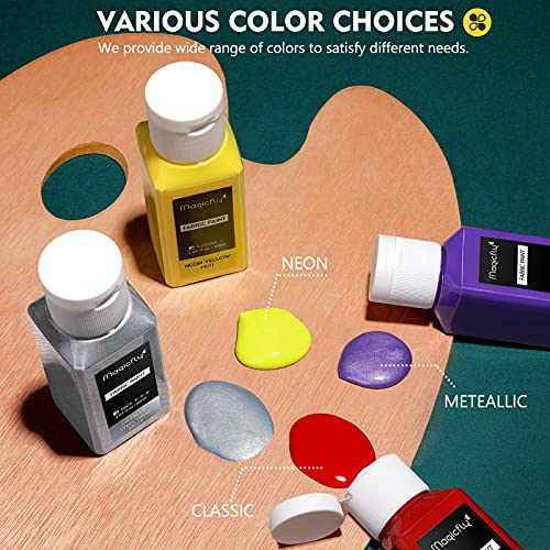 Magicfly Soft Pintura para Tela Textil Ropa Permanente Juego de 30 Colores 60 ML, Lavable & No se Necesita Calefacción, para Pintar Camisetas, Lona, Bolsas, Vaqueros, Zapatillas