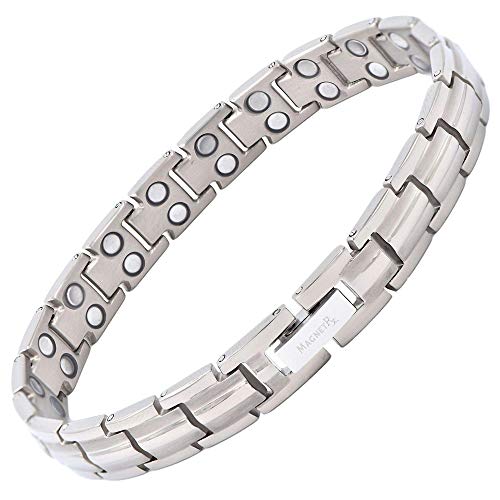 MagnetRX® Pulsera Magnética Terapéutica de Titanio - Brazalete Mujer con Imanes Magnetoterapia para el Alivio de la Artritis y Túnel Carpiano -Tamaño Ajustable con Herramienta Incluida