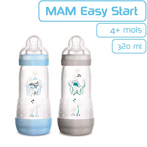 Mam - Set de 2 biberones anticólicos, con de flujo nro. 3, para niño, 320 ml, unisex