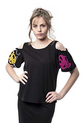 Mamatayoe Gitanillas Camiseta, Negro (Black), Medium (Tamaño del Fabricante:M) para Mujer