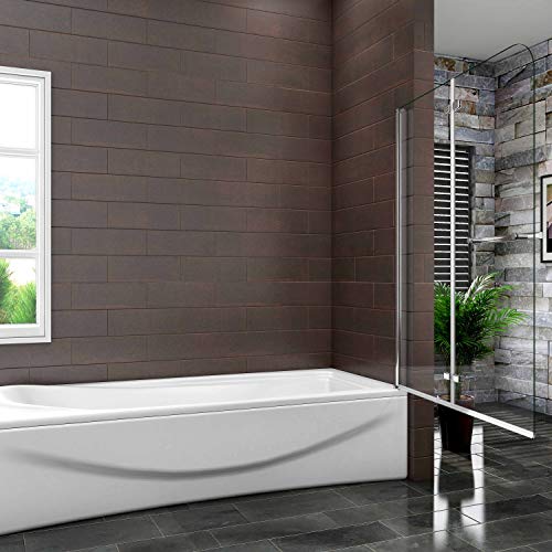 Mampara de Bañera Plegable con Bisagra Cristal Antical 6mm 120x140cm