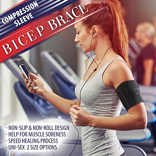 Manga de compresión para tendinitis de bíceps, soporte muscular para tríceps y bíceps para aliviar el dolor de tendinitis en la parte superior del brazo o cepas de bíceps (bicep de 11 a 18 pulgadas)