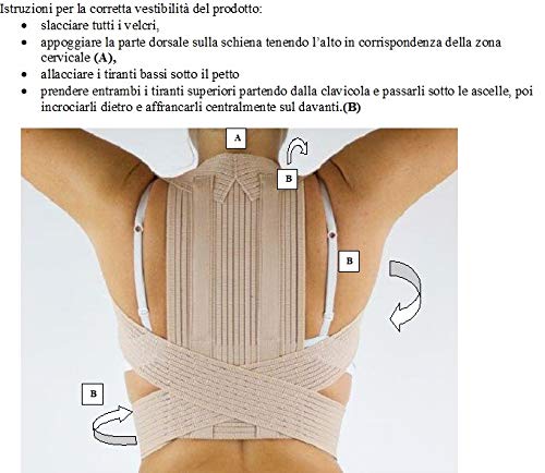 MANIFATTURA BERNINA Sana 55122 – Corrector de postura ortopédico ajustable elástico con varillas beige XXL