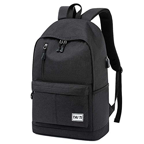 Mankvis Bolsas, Mochilas de Escuela Intermedia Chicos del Campus Bolsa de Ordenador portátil Grandes quistes Recorrido de la Capacidad Repelente al Agua con el Puerto de Carga USB 46 × 19 × CM,Negro