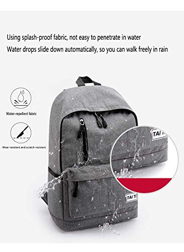 Mankvis Bolsas, Mochilas de Escuela Intermedia Chicos del Campus Bolsa de Ordenador portátil Grandes quistes Recorrido de la Capacidad Repelente al Agua con el Puerto de Carga USB 46 × 19 × CM,Gris