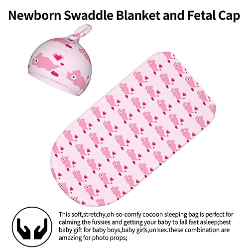 Manta Envolvente para recién Nacidos con Juego de Gorro, Saco Capullo elástico Suave para bebés de 0 a 6 Meses y niñas, Manta Envolvente para recién Nacidos, Mantas receptoras, paño para eructar