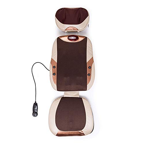 MANTRA® Respaldo de masaje Shiatsu y amasamiento - Beige (modelo 2021) - Asiento masajeador para coche, casa, trabajo - Reposacabezas ajustable y asiento extraible - Masaje de espalda, hombros, lumbar