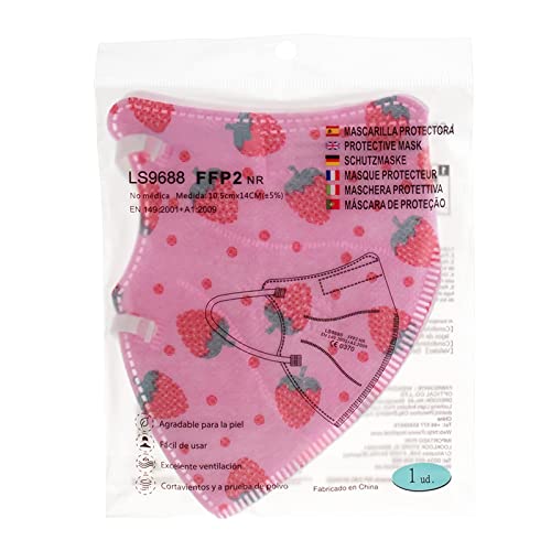 MARARDI Mascarillas FFP2 [Pack 10 Piezas] Homologadas [Rosa Fruta Fresa] Alta Filtración [Talla Pequeña] con Pinza Nasal Ajustables Plegables [No Reutilizables] Desechables 5 Capas Bolsa Individual