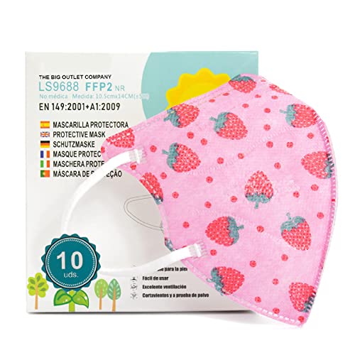 MARARDI Mascarillas FFP2 [Pack 10 Piezas] Homologadas [Rosa Fruta Fresa] Alta Filtración [Talla Pequeña] con Pinza Nasal Ajustables Plegables [No Reutilizables] Desechables 5 Capas Bolsa Individual