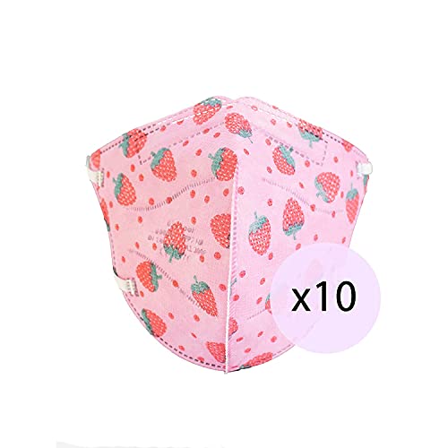 MARARDI Mascarillas FFP2 [Pack 10 Piezas] Homologadas [Rosa Fruta Fresa] Alta Filtración [Talla Pequeña] con Pinza Nasal Ajustables Plegables [No Reutilizables] Desechables 5 Capas Bolsa Individual