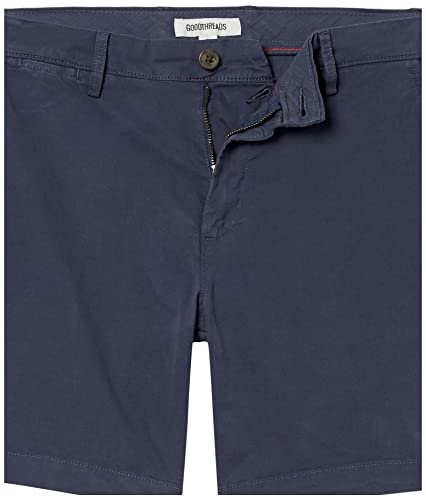 Marca Amazon – Goodthreads – Pantalón corto chino, cómodo y elástico sin pinzas en la parte delantera con tiro de 18 cm para hombre, Azul (Navy Nav), W34 (Talla del fabricante: 34)