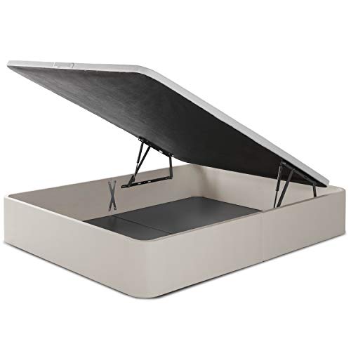 marckonfort Canapé abatible Space 160X200 tapizado con Piel sintética Color Piedra, Gran Capacidad 36 cm Altura Total y 29 cm Altura Interna