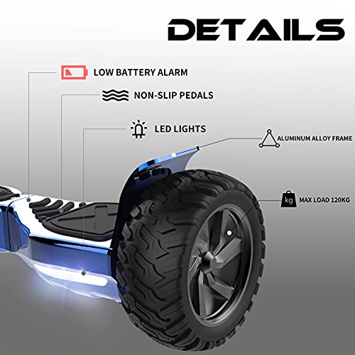 MARKBOARD Hoverboards de 8.5 Pulgadas con Altavoz Bluetooth, Scooter Eléctrico Inteligente, Scooter Autoequilibrado, Todo Terreno, Doble Motor Potente