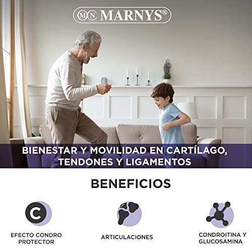 Marny's Condroitina y Glucosamina, Condrohelp, Movilidad en Cartílagos, Tendones y Ligamentos - con Colágeno, Ácido Hialurónico y Vitamina C - Formato Polvo con Sabor Naranja, Esencial, 469 Gramos