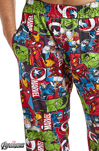 Marvel Pijama Hombre, Pantalones Largos de Pijama para Hombres Avengers, con Iron Man Capitan America Hulk y Thor, Ropa de Dormir 100% Algodon, Regalos Originales para Hombres (M)