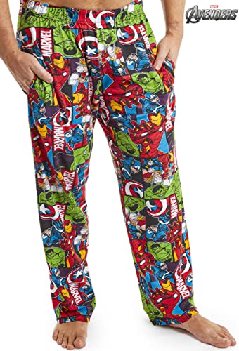 Marvel Pijama Hombre, Pantalones Largos de Pijama para Hombres Avengers, con Iron Man Capitan America Hulk y Thor, Ropa de Dormir 100% Algodon, Regalos Originales para Hombres (M)