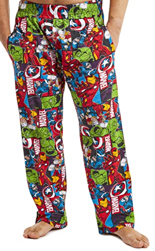 Marvel Pijama Hombre, Pantalones Largos de Pijama para Hombres Avengers, con Iron Man Capitan America Hulk y Thor, Ropa de Dormir 100% Algodon, Regalos Originales para Hombres (M)