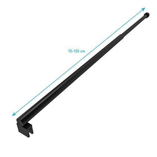 MARWELL Parma - Estabilizador ajustable de 70 a 100 cm, color negro mate para cristales de 6 a 8 mm