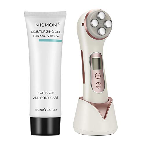 Masajeador de belleza por Ultrasonidos, 5 en 1 RF Radiofrecuencia LED Facial Instrumento con Gel Conductivo anti-edad Rejuvenecimiento de la piel/Anti-arrugas/Apriete de la Piel/Limpieza facial