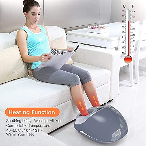 Masajeador de Pies con Calor Royliver Masaje Pies Foot Massager con Control Remoto, Amasado Profundo, Compresión de Aire para Aliviar Dolores de Plantar, Pies Talla Máximo EU46 para Casa Oficina Uso