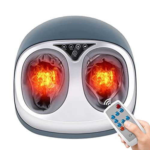 Masajeador de Pies con Calor Royliver Masaje Pies Foot Massager con Control Remoto, Amasado Profundo, Compresión de Aire para Aliviar Dolores de Plantar, Pies Talla Máximo EU46 para Casa Oficina Uso