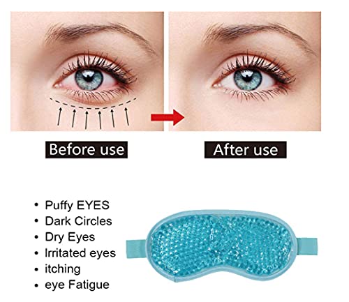 Máscara de Ojos Fría y Caliente Antifaz de Gel para Los Ojos Mascarilla para ojos flexible de gel enfriante, frío y caliente, con gel azul, para aliviar el cansancio de los ojos y relajar