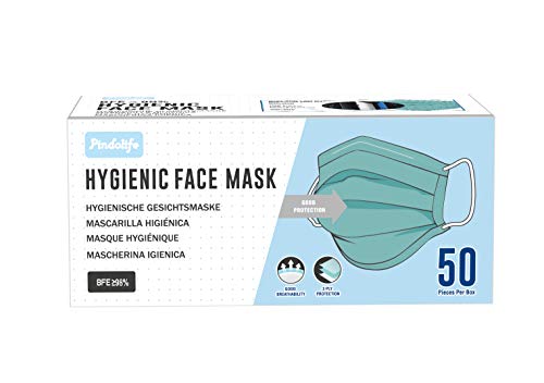 Mascarilla facial de 3 capas Tipo IIR con 98% de filtración, Marcado CE (Paquete de 50 unidades)