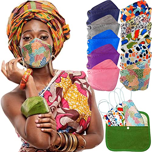 Mascarilla FFP2 Colores, Pack de 20x Mascarillas FFP2 NR de Colores Homologadas 5 Capas Forma 3D Tipo Pez + Mask Case Color Aleatorio