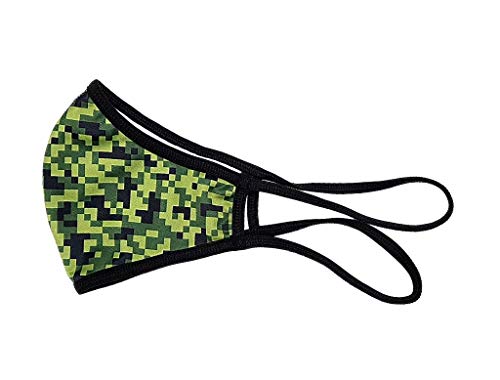 MASCARILLA HIGIÉNICA DE TELA ESTAMPADA CAMUFLAJE MILITAR, REUTILIZABLE, unisex, talla adulto