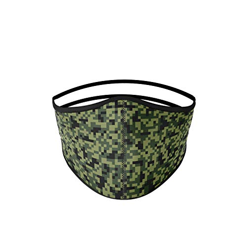 MASCARILLA HIGIÉNICA DE TELA ESTAMPADA CAMUFLAJE MILITAR, REUTILIZABLE, unisex, talla adulto