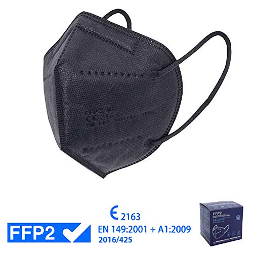 Mascarillas FFP2. 20 + 5 de Regalo. Mascarillas ultra protección. 5 capas. Homologada. Certificado CE 2163. Caja 20 + 5 Unidades de REGALO. PACK PAULA ALONSO (25 NEGRAS)