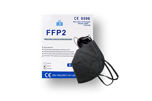 Mascarillas FFP2 Desechables colores 20 pcs Homologadas de 5 Capas de Filtro,Sin válvula Certificado Alta eficiencia Filtración Bacteriana Marcado CE 0598 - EU. (Negro 20 UND)