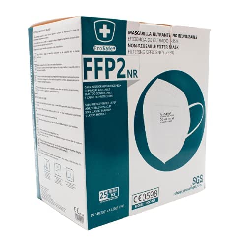 Mascarillas FFP2 NR (25 uds.) - 95% Protección antibacteriana y antipolvo - 5 Capas (Blanco)