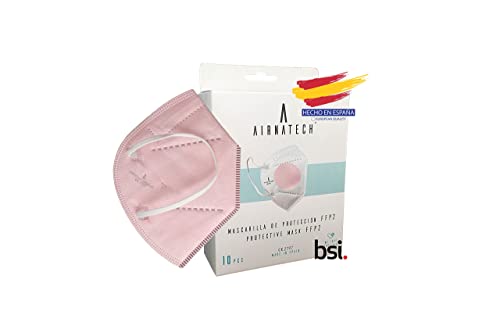 Mascarillas FFP2 Rosa 10 unidades. No reutilizables. Marcado CE2797 Homologadas por BSI Reglamento EU 2016/425 - 95% Filtración - Mascarilla FFP2 protección respiratoria. Fabricada en España