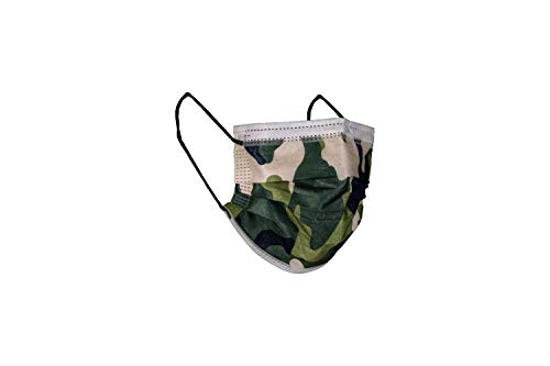 MASCHERINE VENETE 100 mascarillas quirúrgicas empaquetadas en 10 paquetes de 10 mascarillas (Camuflaje verde)