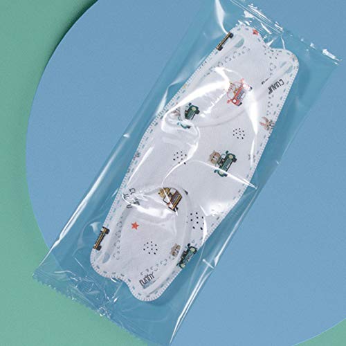 MASHAN 10/20Piezas De_Mascarilla_Desechable_Bufanda Niños Infantil Cómodo Estampado de Coche, Conejito, Correa Elastica para Actividades al Aire Libre Escuela Fiesta (4 a 12 Años) (10PCS,Color01)