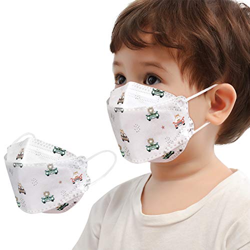 MASHAN 10/20Piezas De_Mascarilla_Desechable_Bufanda Niños Infantil Cómodo Estampado de Coche, Conejito, Correa Elastica para Actividades al Aire Libre Escuela Fiesta (4 a 12 Años) (10PCS,Color01)