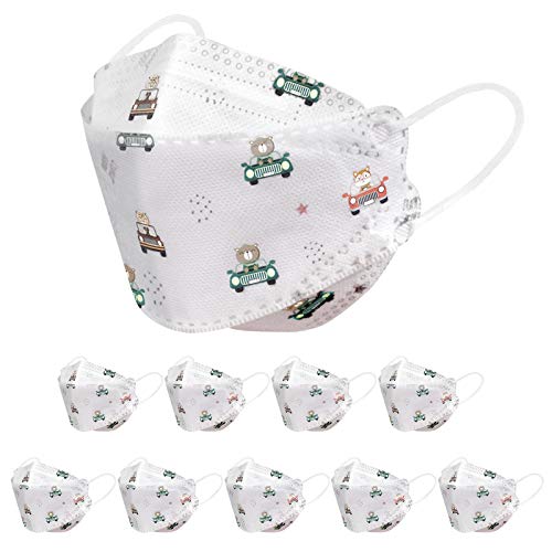 MASHAN 10/20Piezas De_Mascarilla_Desechable_Bufanda Niños Infantil Cómodo Estampado de Coche, Conejito, Correa Elastica para Actividades al Aire Libre Escuela Fiesta (4 a 12 Años) (10PCS,Color01)