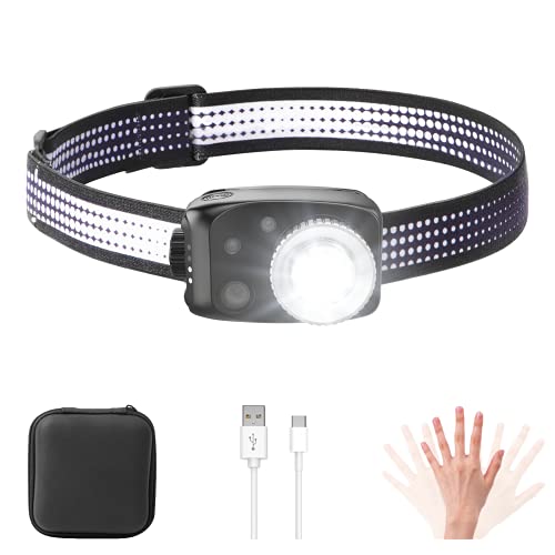 MATEPROX Linterna Frontal LED, Lámpara de Cabeza Superbrillante de 800 Lúmenes con 3 Modes de Luz，USB Recargable Impermeable Linterna Frontal para Andar en Bicicleta, Acampar, Pescar