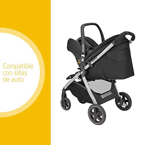 Maxi-Cosi Gia Cochecito de 0 meses a 22 kg, plegable con una sola mano, reclinable con posición para dormir, cesta grande, color essential black