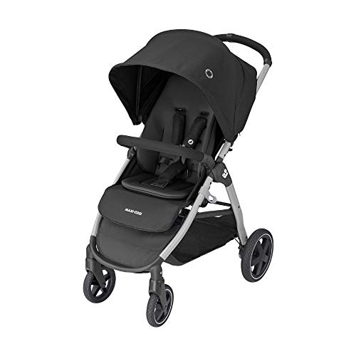 Maxi-Cosi Gia Cochecito de 0 meses a 22 kg, plegable con una sola mano, reclinable con posición para dormir, cesta grande, color essential black