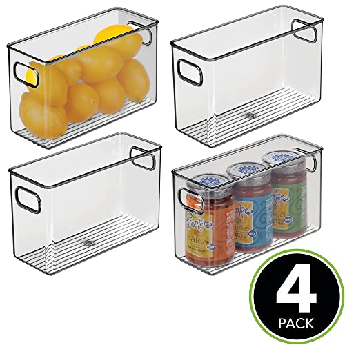 mDesign Juego de 4 fiambreras para guardar alimentos en el frigorífico – Organizador de nevera para la cocina – Cajas de plástico para lácteos, frutas y otros alimentos – gris