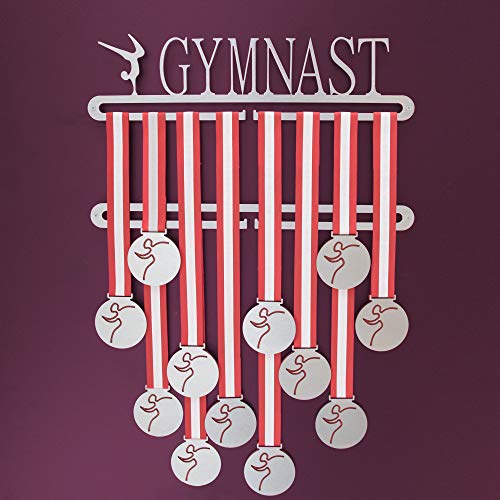 Medallero Colgador Doble Medallas Gimnasia - Porta medallas para gimnasta en Acero Inoxidable - Gymnastic Medal Display Holder