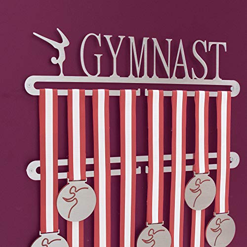 Medallero Colgador Doble Medallas Gimnasia - Porta medallas para gimnasta en Acero Inoxidable - Gymnastic Medal Display Holder