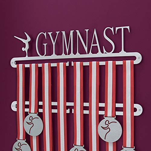 Medallero Colgador Doble Medallas Gimnasia - Porta medallas para gimnasta en Acero Inoxidable - Gymnastic Medal Display Holder