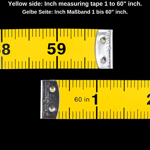 Medida de cinta con longitud total de 150 cm, Paquete de 2, medida de cinta 2 en 1 con escala cm y pulgada, medición de ropa, grasa corporal, cinta de medición de rollos de plástico de fibra de vidrio